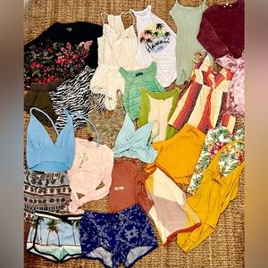 Huge Beach Summer clothes lot 24 items Billabong Hurley O’Neil American Eagle